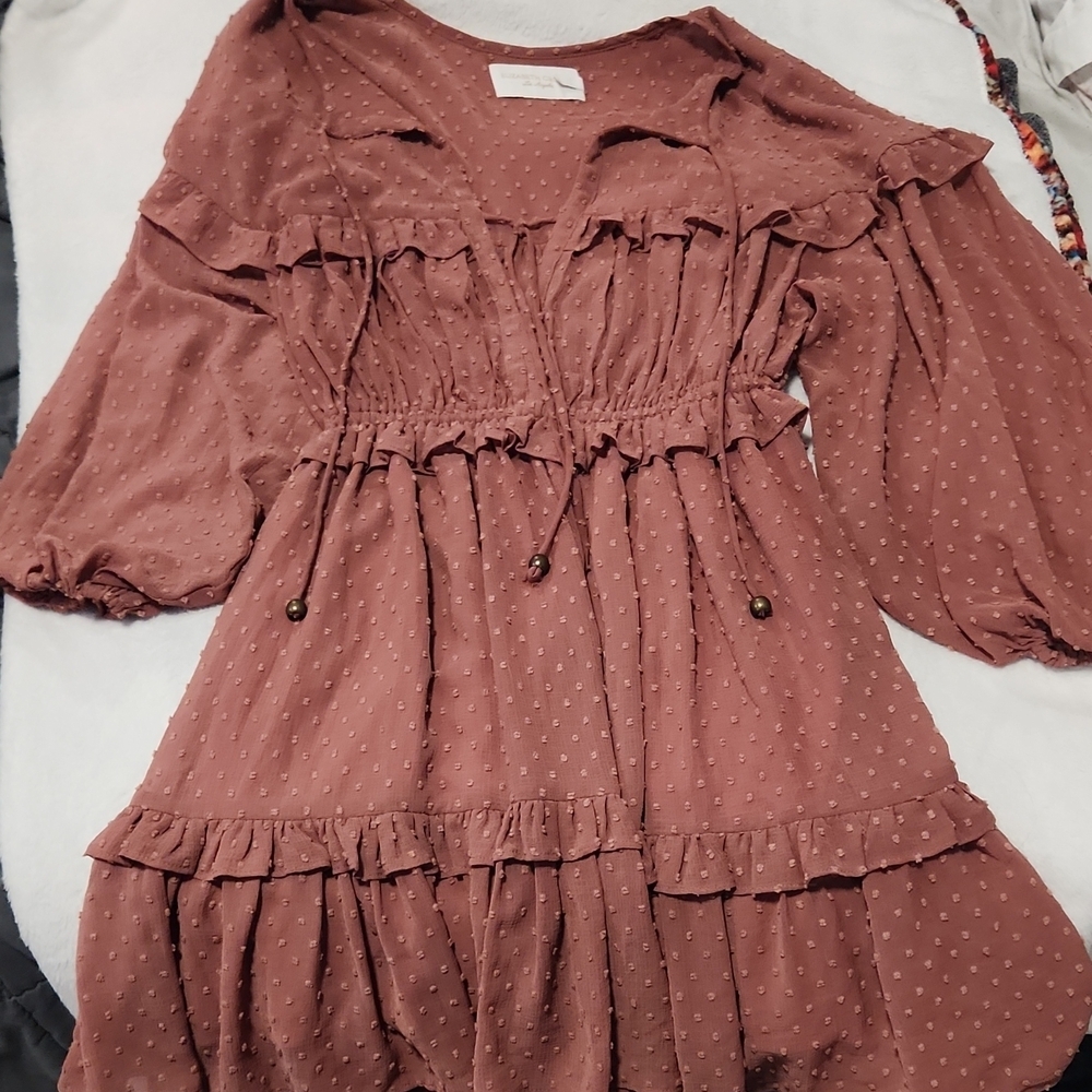 Elegant Long Sleeve Dress in Dusty Rose